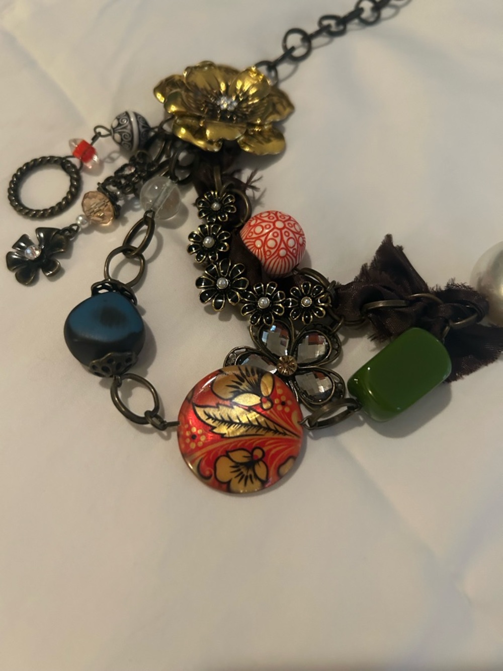Plunder Multicolor Charm Necklace with Gold Flower Accent - Picture 2 of 5